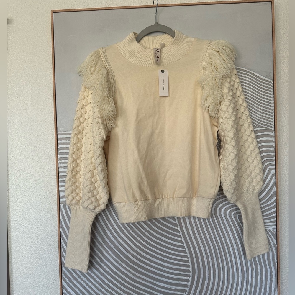 Anthropologie Cream Textured Sweater